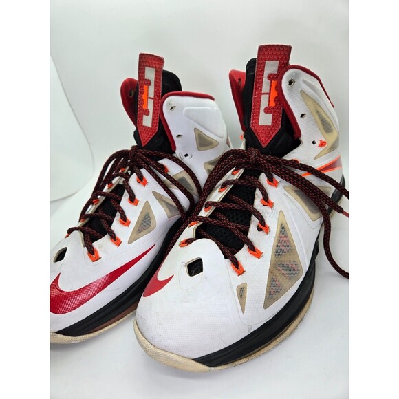 Nike LeBron 10 X Heat Home Basketball Shoes Men\'s 9 White Red Athletic Sneakers main image 7